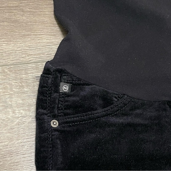 A Pea in a Pod AG Adriano Goldschmied Maternity Skinny Black Velvet Pants 26R. - Picture 3 of 12